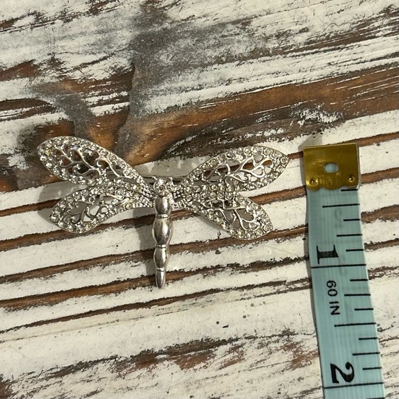 Dragonfly Brooch Rhinestone Brooch Signed FAF Vintage Silver Tone Jewelry - Picture 10 of 11
